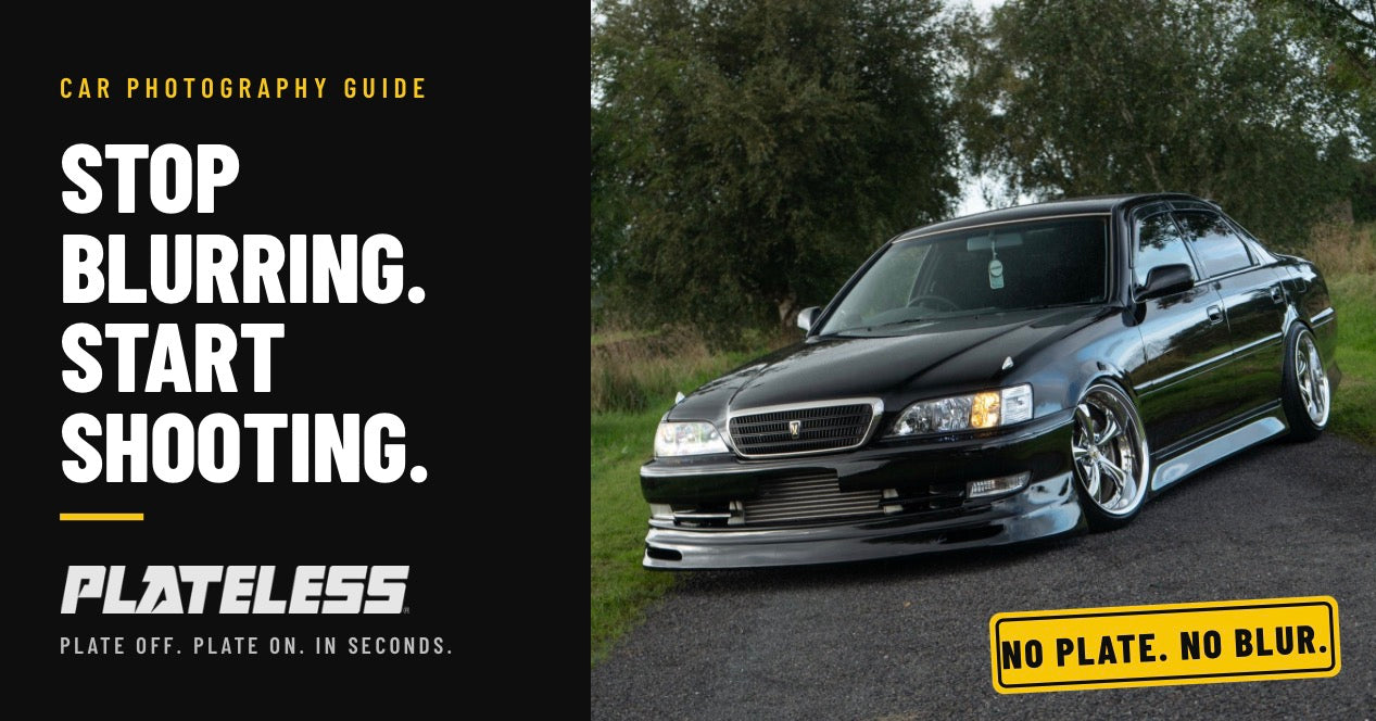 Black Toyota Chaser with no front number plate, fitted with a Plateless magnetic kit
